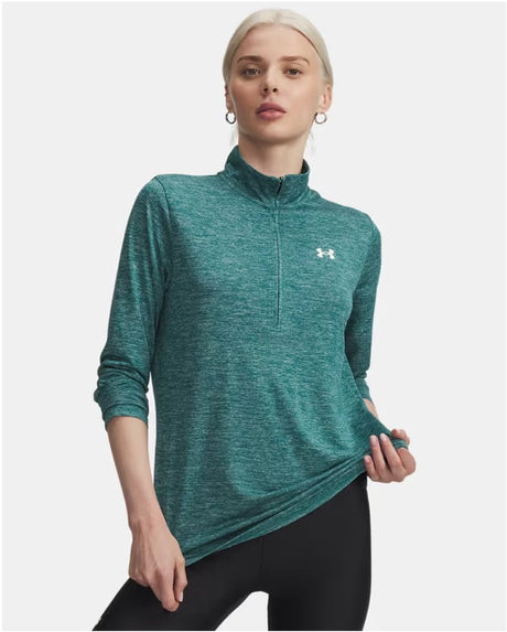 Under armour tech 1 2 zip- twist-grn dames sporttrui - rack groen - wit