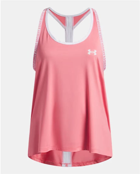 Under armour tech knockout tank-pnk meisjes sportshirt - bittersweet roze - wit