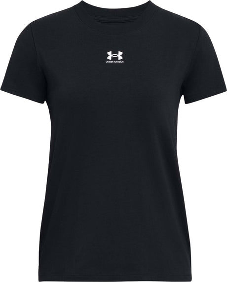Under armour ua rival core ss-blk dames sportshirt - zwart - wit