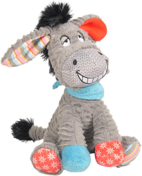 Flamingo hondenspeelgoed – molly ezel zittend grijs 20cm – pluche hondenspeeltje met squeaker – zachte hondenknuffel one size