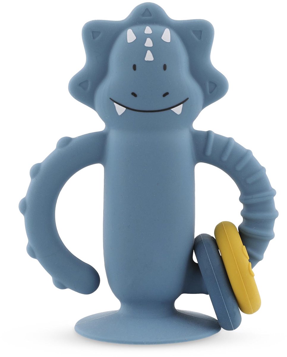 Trixie siliconen sensorisch speelgoed met zuignap mr. triceratops – babyspeelgoed vanaf de geboorte (0m+)