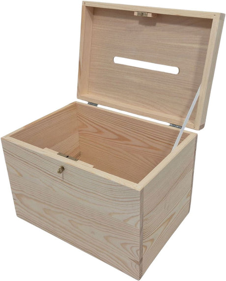 Playwood houten enveloppenkist opbergdoos grenen met sleuf 29x22x20 cm.