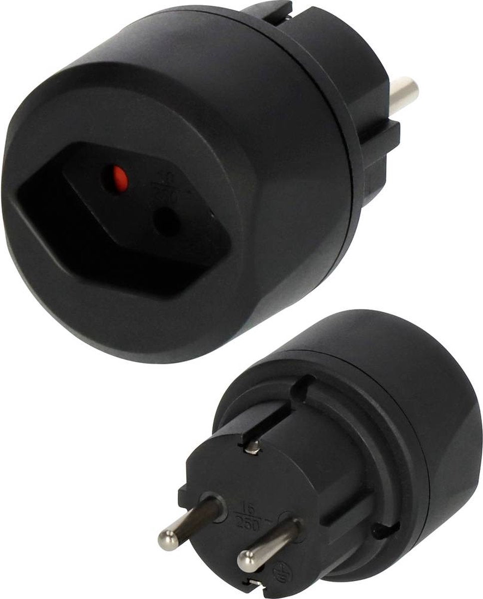 Brennenstuhl reisstekker reisadapter (reiscontactdoosadapter voor het aansluiten van elektrische apparaten met zwitsers stekkersysteem in landen met randaarde-stekkersysteem) zwart