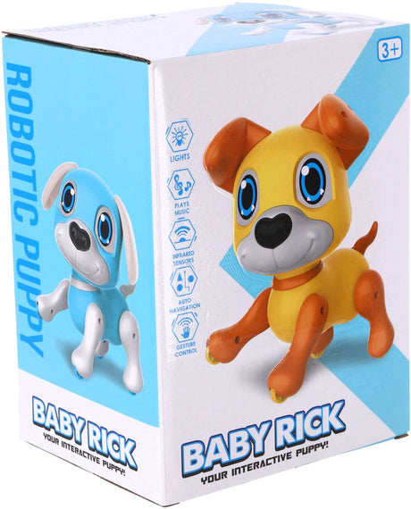 Amazing cool robot puppy rick 20 cm + licht en geluid blauw wit