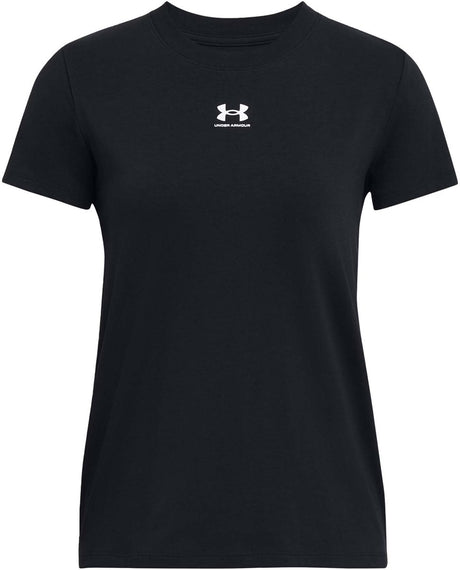 Under armour ua rival core ss-blk dames sportshirt - zwart - wit