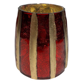 Mansion atmosphere vaas streep glass rood goud ø11x12cm