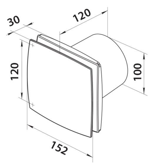 Ventilator 100 mm stille med timeren. Fugtføler hvid