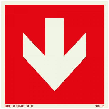 Bord rood met pijl ftlm - 150x150 mm zelfklevend.
