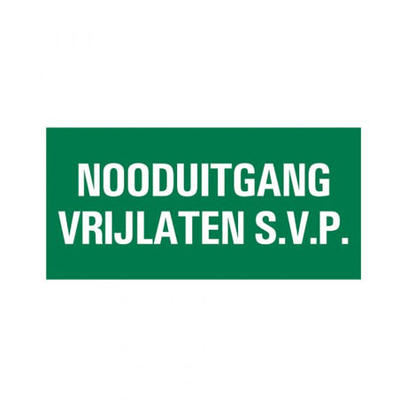 Bord nooduitgang vrijlaten - 150x300 mm.