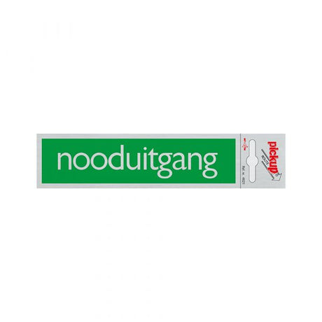 Bord alulook nooduitgang groen - 165x44 mm zelfklevend.