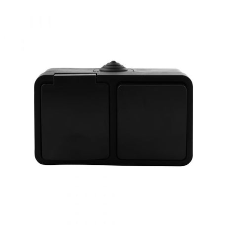 Q-link combinatie opbouw - wissel - met randaarde - spatwaterdicht ip54 - zwart