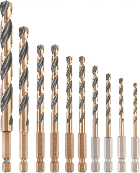 Dewalt black gold - hss-g metaalborenset - 10 stuks - 3-10 mm - 1 4 hex chute