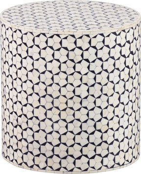 Woood neva sidetable - bone inlay - zwart wit - 40x37x37