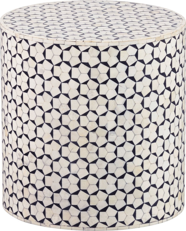 Woood neva sidetable - bone inlay - zwart wit - 40x37x37