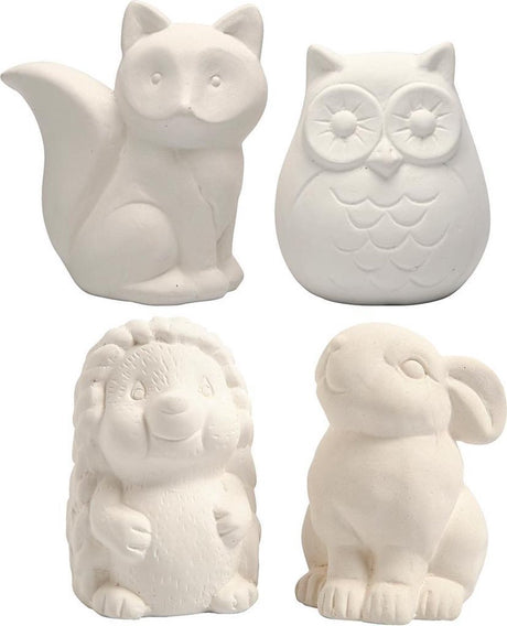 Creativ company dierenspaarpot, h: 9-10 cm, 4 stuks, wit