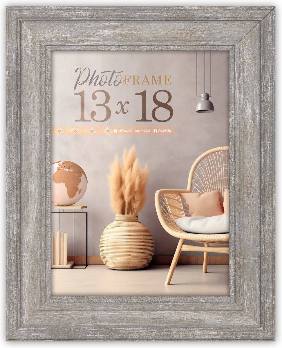 Zep - kunststof fotolijst palermo grijs voor foto formaat 15x20 cm - pm868g