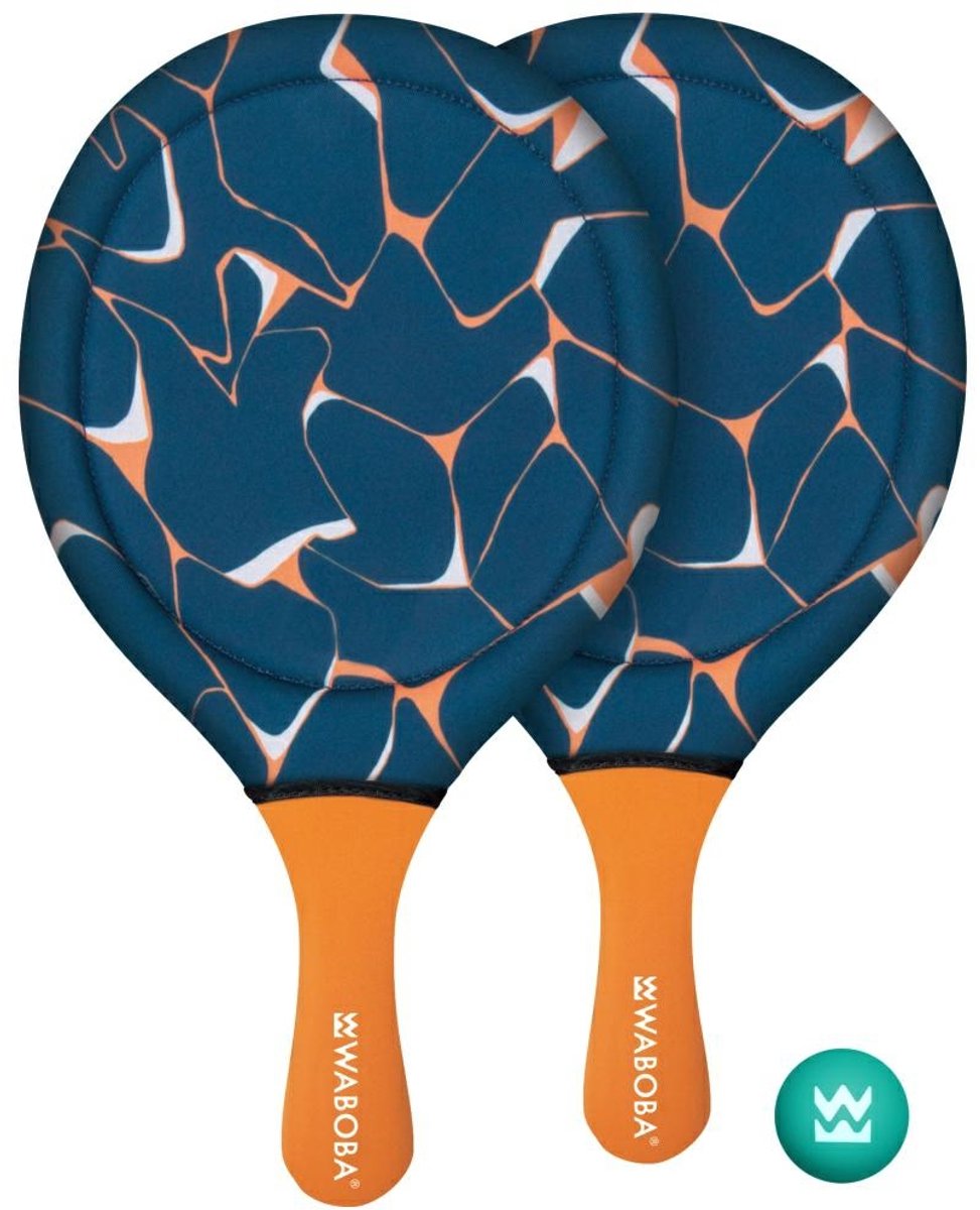 Waboba beach paddle set, neopreen tennisset, incl bal, water friendly, drijvende bal