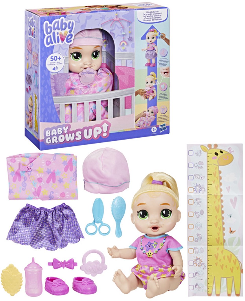 Baby alive baby groeit op lala googoo, interactieve babypraatpop voor meisjes en jongens van 3+