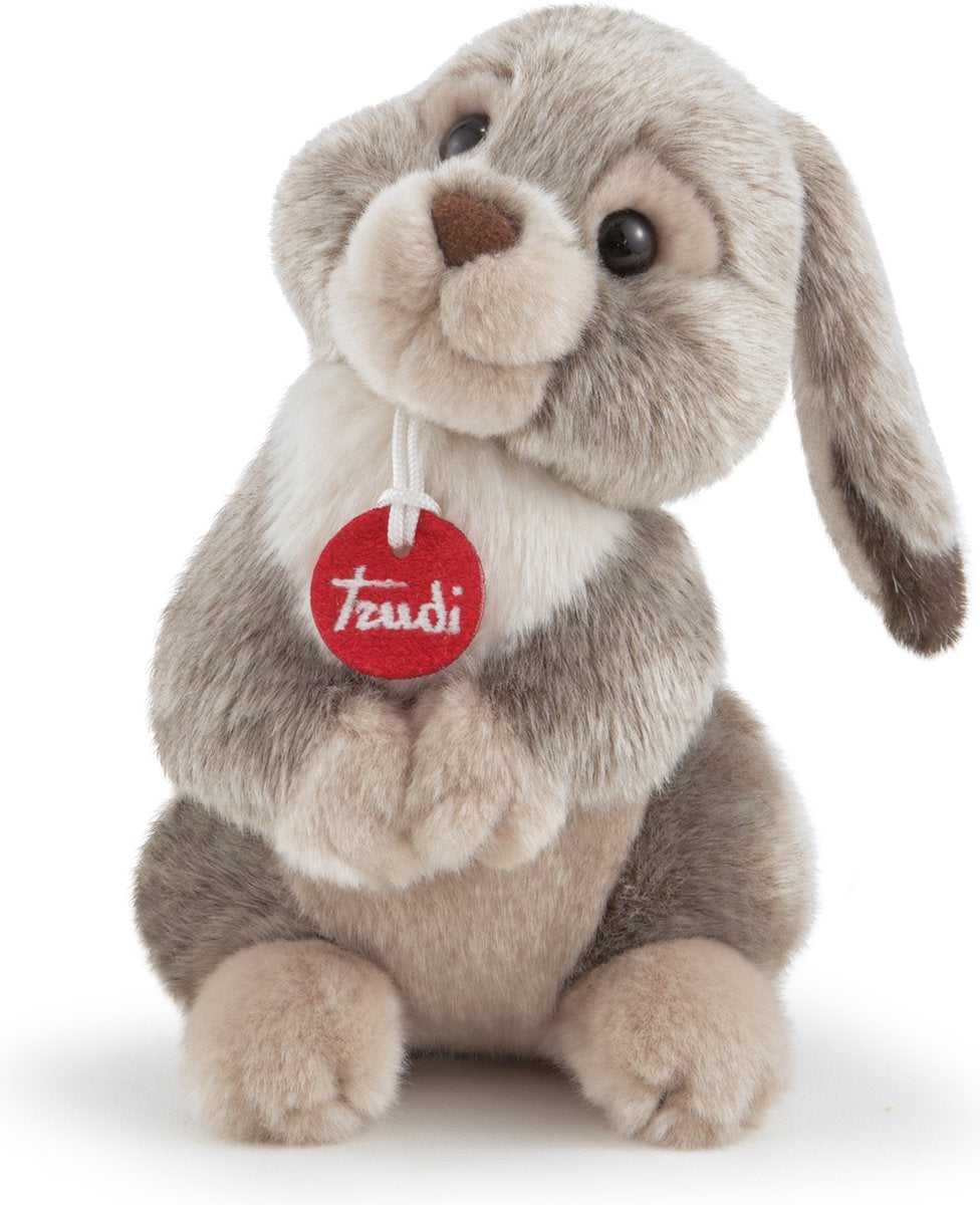 Trudi - classic knuffel konijn lino 19 cm - handgemaakt in italie - hoge kwaliteit pluche knuffel - knuffeldier voor jongens en meisjes - bruin - 12x19x15 cm maat s