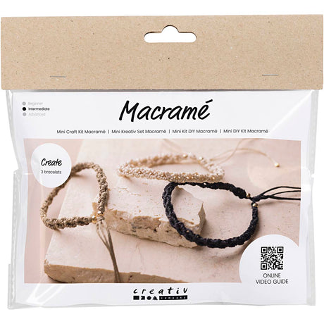 Creativ company https: www.cchobby.nl mini-hobbyset-macrame-armband-zwart-olijfbruin-zandkleur-1-doos