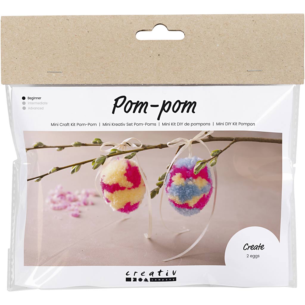 Creativ Company Mini hobbyset pompom eieren kleurrijk 1 doos