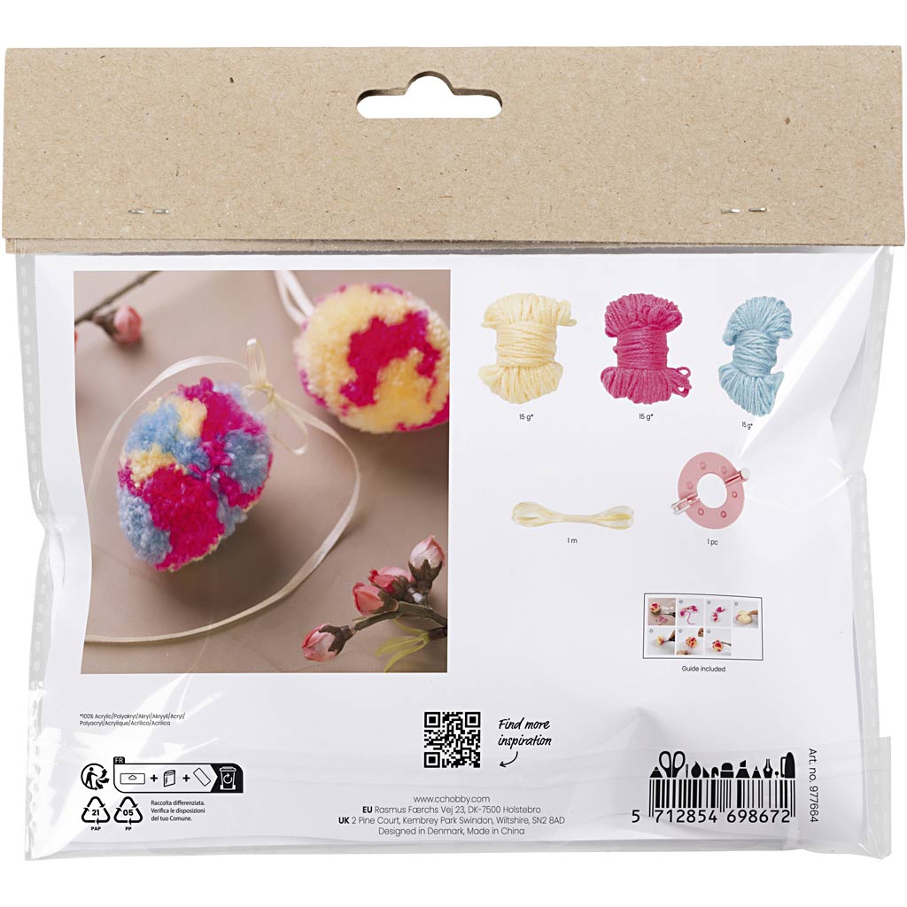 Creativ Company Mini hobbyset pompom eieren kleurrijk 1 doos