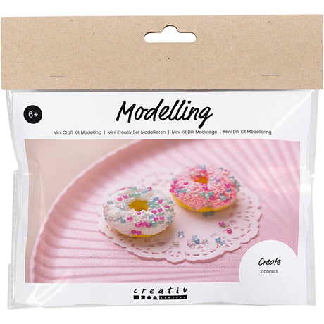 Creativ company http: www.cchobby.nl mini-hobbyset-boetseren-donuts-roze-turquoise-wit-geel-1-doos