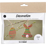 Creativ Company Mini hobbyset decoratie ei en konijn bruin groen roze geel 1 doos