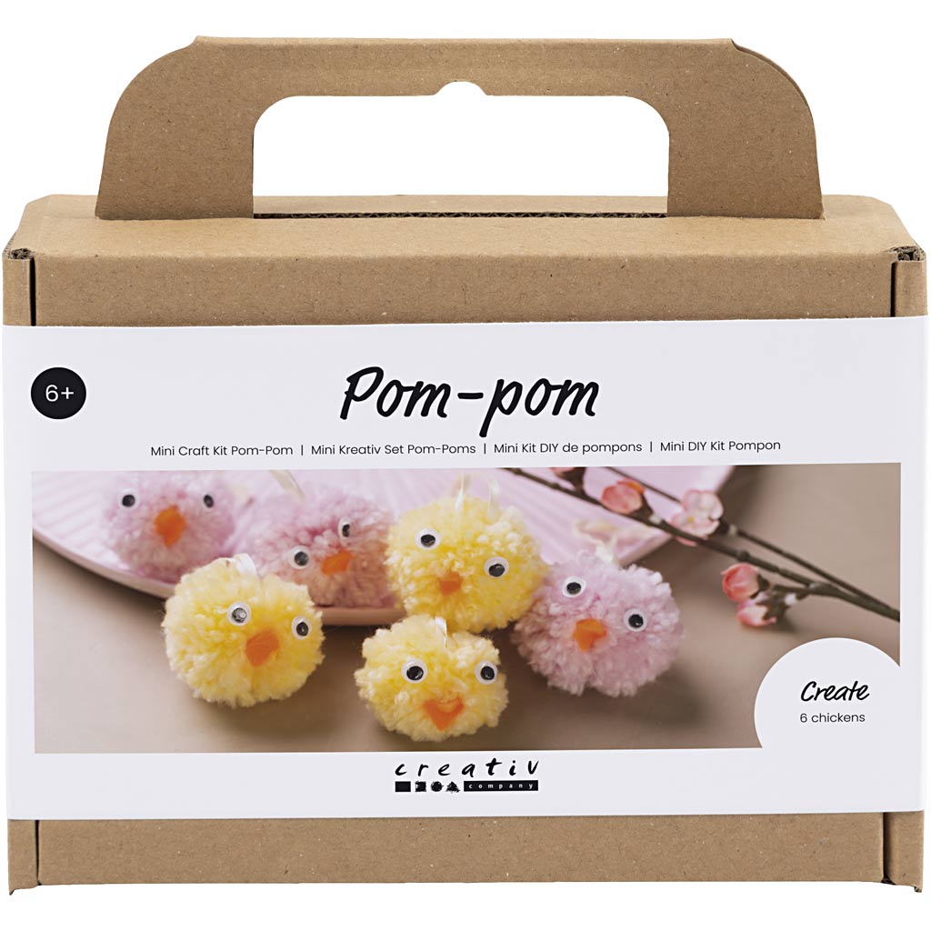 Creativ company http: www.cchobby.nl mini-hobbyset-pompom-kuikens-diverse-kleuren-1-doos