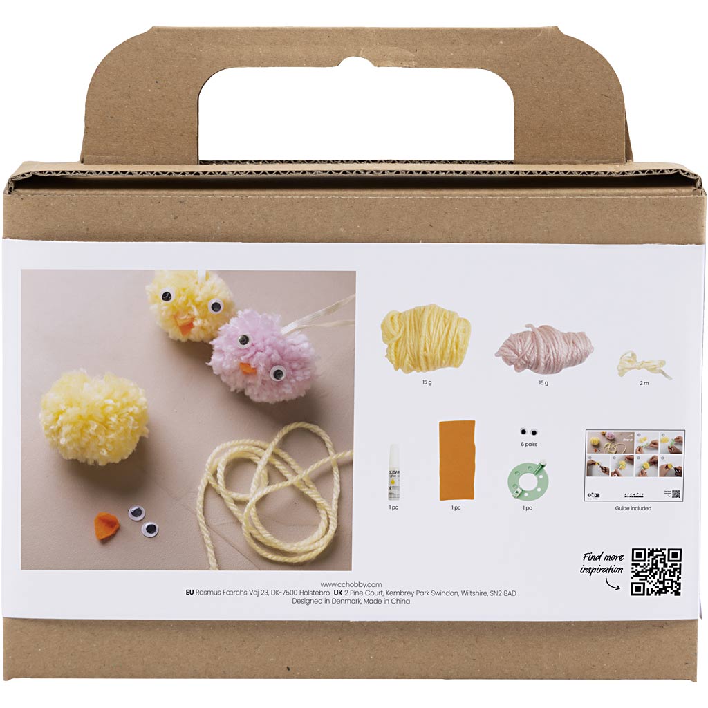 Creativ company http: www.cchobby.nl mini-hobbyset-pompom-kuikens-diverse-kleuren-1-doos