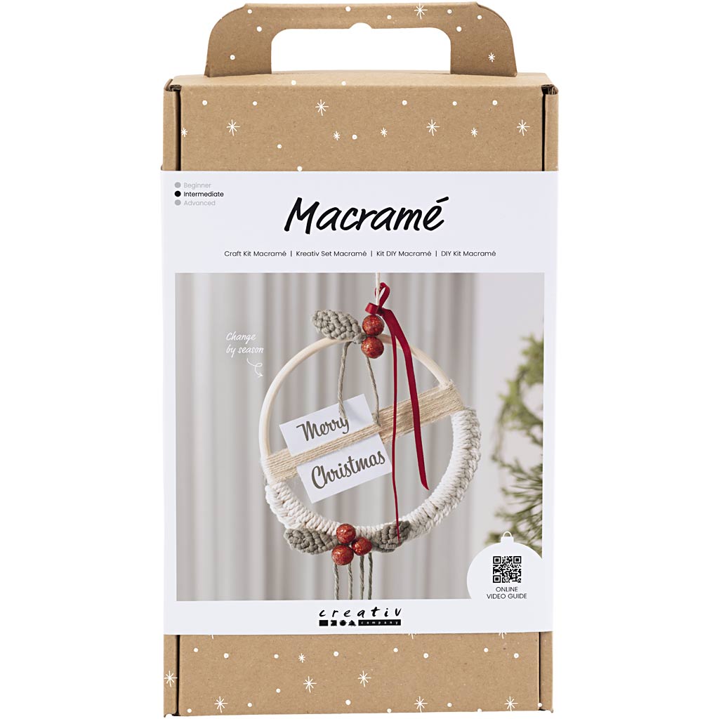 Creativ company http: www.cchobby.nl hobbyset-macrame-kerstkrans-mosgroen-kerstrood-off-white-1-doos