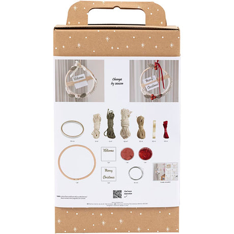 Creativ company http: www.cchobby.nl hobbyset-macrame-kerstkrans-mosgroen-kerstrood-off-white-1-doos