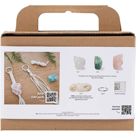 Creativ company http: www.cchobby.nl mini-hobbyset-macrame-sleutelhangers-mat-transparant-dusty-groen-zacht-roze-licht-naturel-1-doos