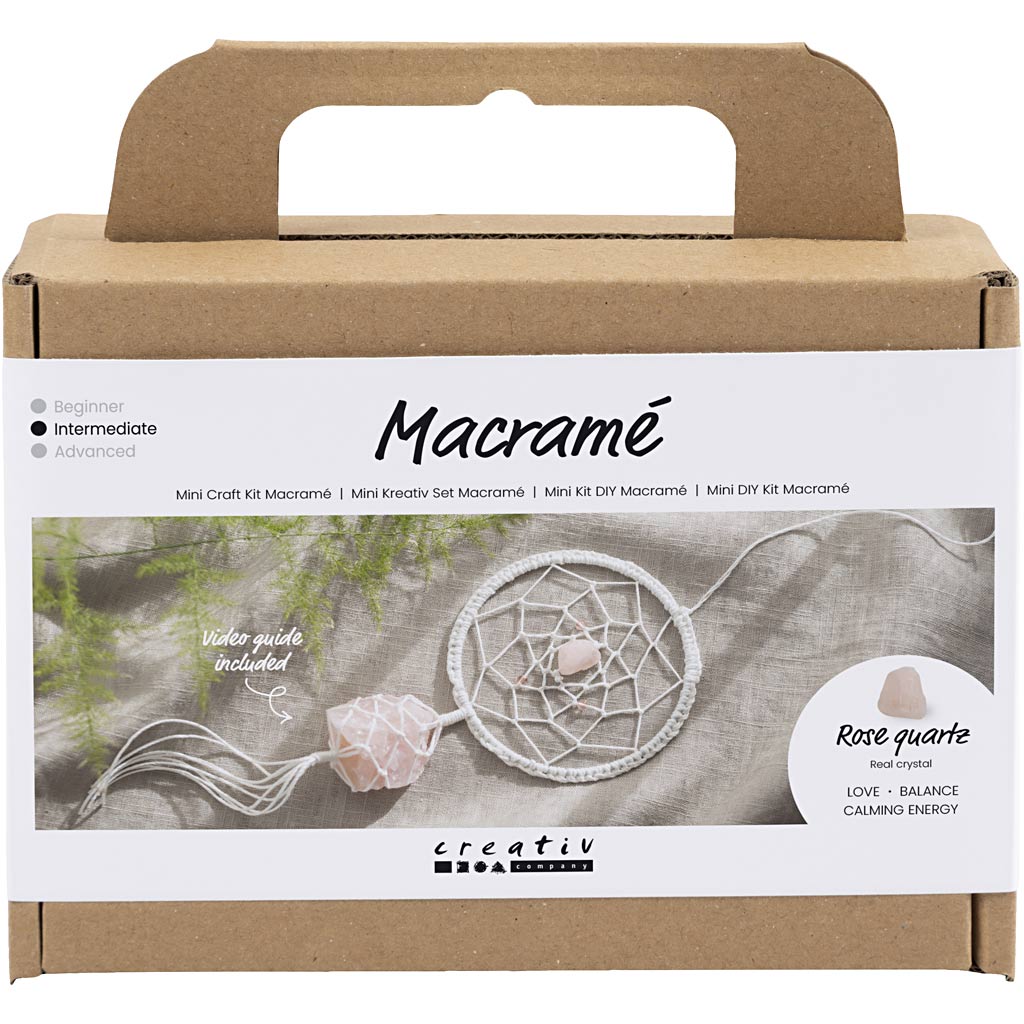 Creativ company http: www.cchobby.nl mini-hobbyset-macrame-dromenvanger-met-rozenkwarts-lichtroze-wit-1-doos