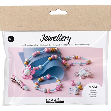 Creativ company http: www.cchobby.nl mini-hobbyset-sieraden-halsketting-armband-clips-broche-blauw-lichtblauw-pastel-roze-1-doos