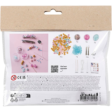 Creativ company http: www.cchobby.nl mini-hobbyset-sieraden-halsketting-armband-clips-broche-blauw-lichtblauw-pastel-roze-1-doos