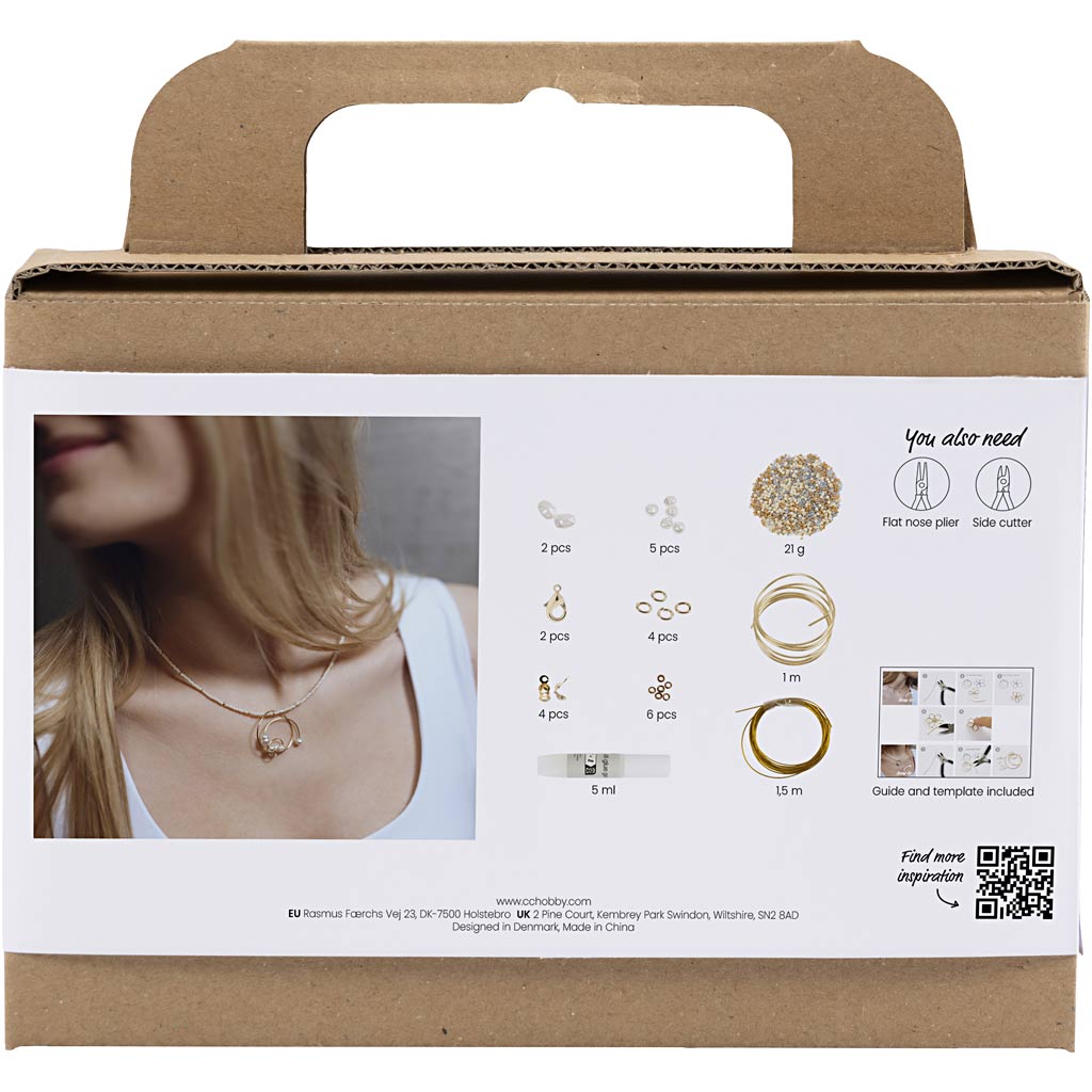 Creativ company http: www.cchobby.nl mini-hobbyset-sieraden-halsketting-met-hanger-met-metaaldraad-verguld-1-doos