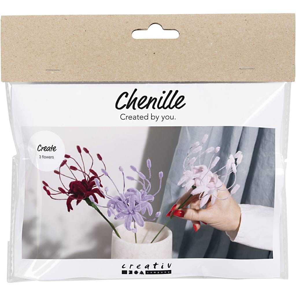 Creativ company http: www.cchobby.nl mini-hobbyset-bloemen-van-chenilledraad-lelie-lichtroze-lichtpaars-donkerrood-1-doos