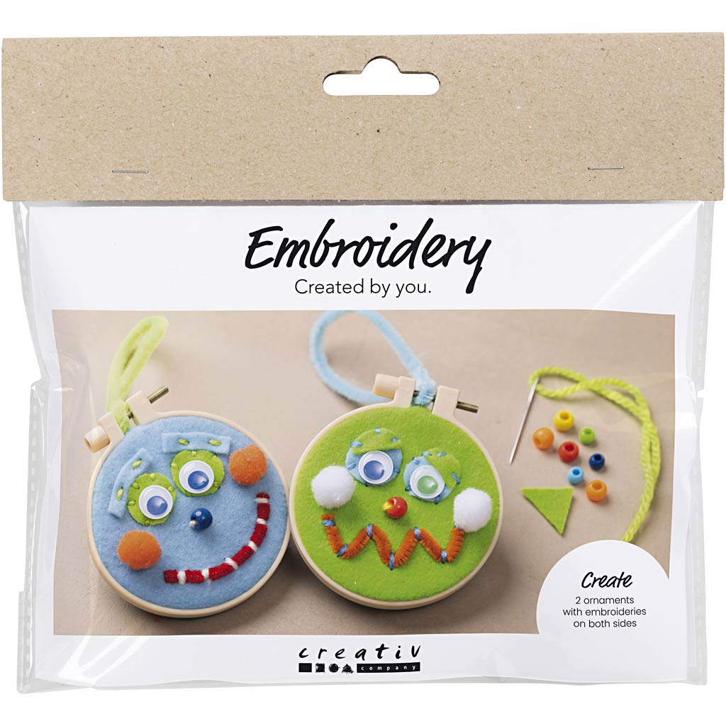 Creativ company http: www.cchobby.nl mini-hobbyset-borduren-gezichtjes-blauw-groen-1-doos