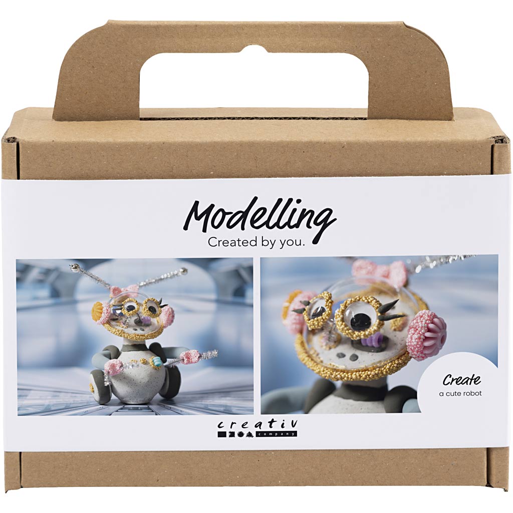 Creativ company mini hobbyset robot boetseren grijs en roze