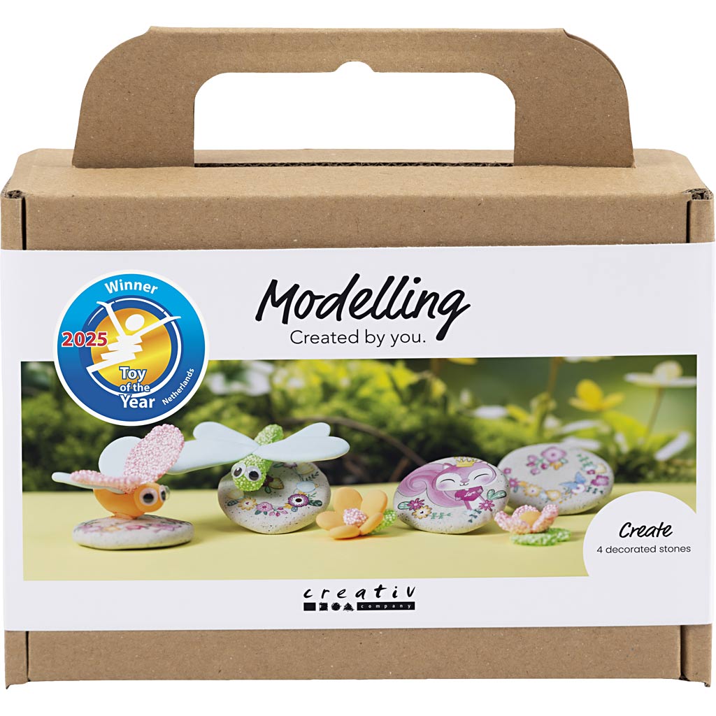 Creativ company http: www.cchobby.nl mini-hobbyset-boetseren-steen-met-insect-grijs-lichtroze-licht-turquoise-1-doos