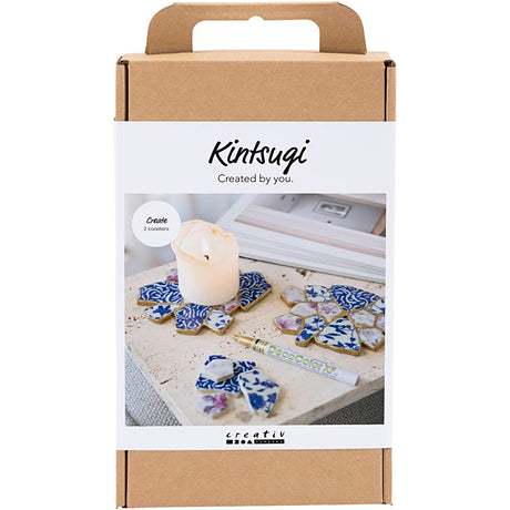 Creativ company http: www.cchobby.nl hobbyset-kintsugi-onderzetter-blauw-goud-lichtrood-wit-1-doos