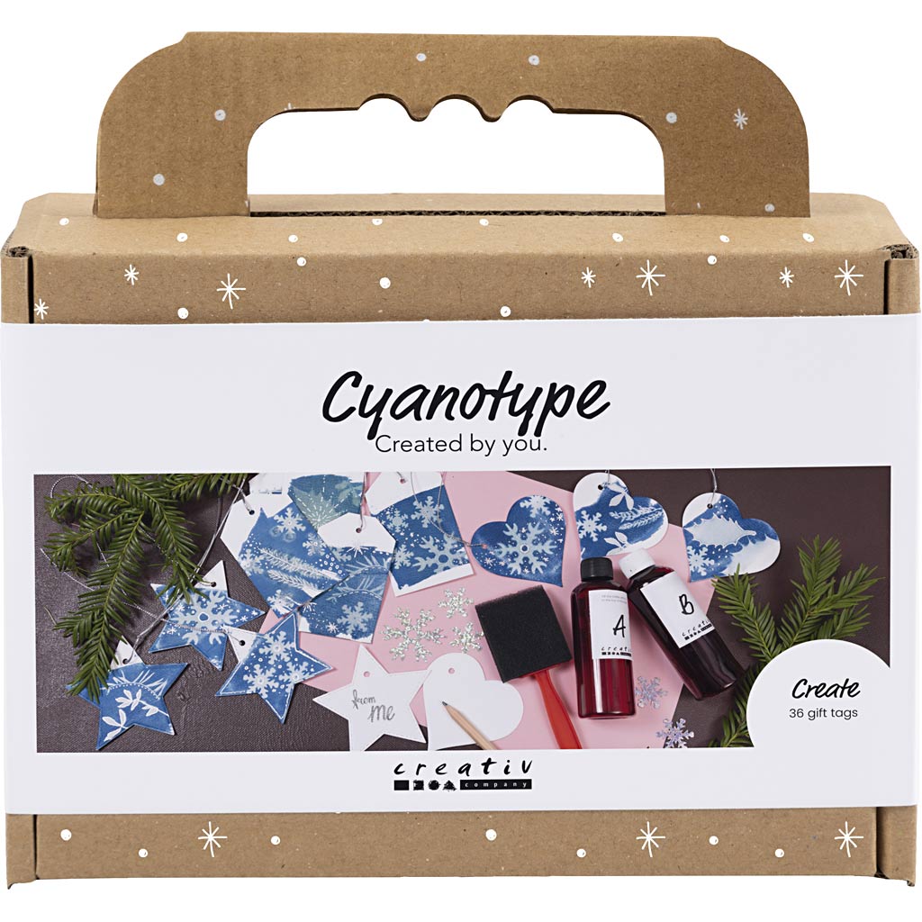Creativ company mini hobbyset cyanotypie geschenklabels blauw en zilver