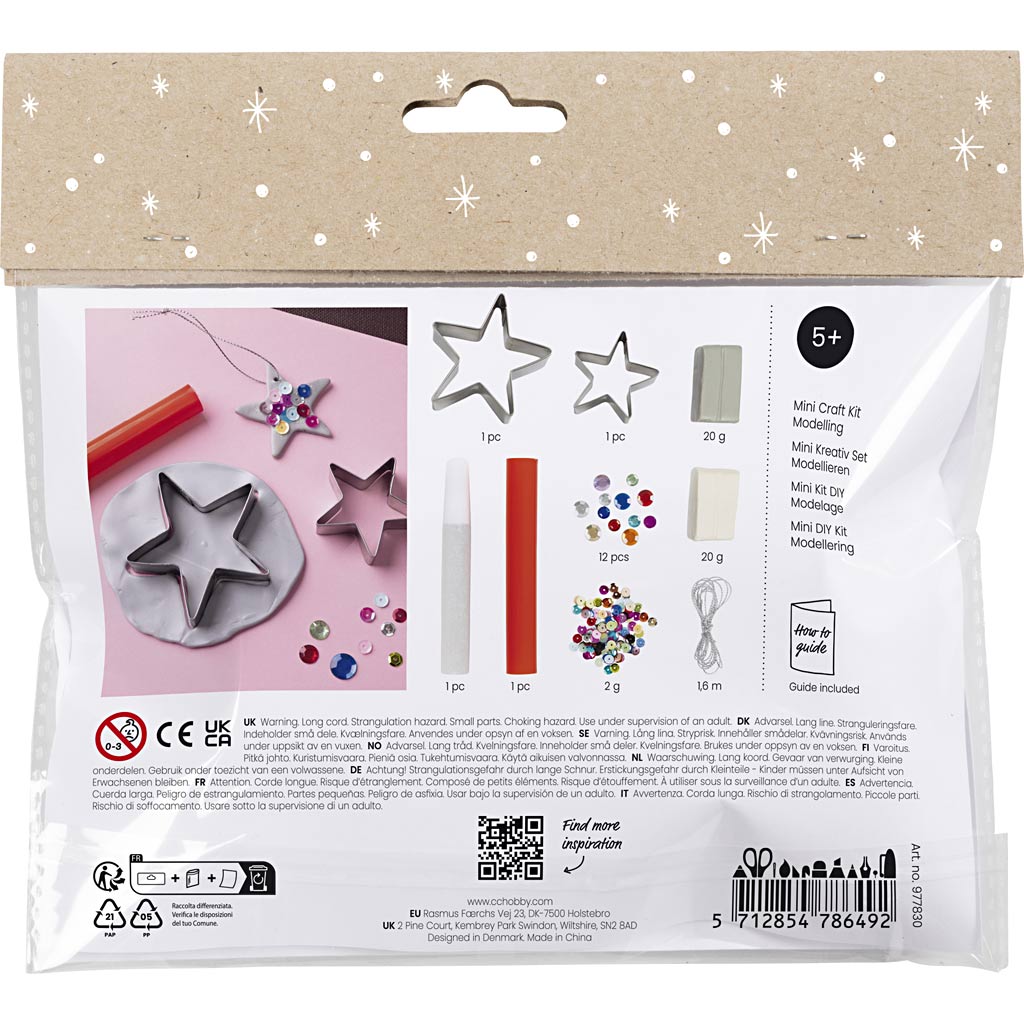 Creativ company mini hobbyset boetseren sterren zilver wit