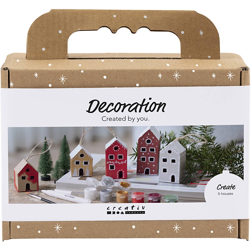 Creativ company mini hobbyset decoratie huizen kerst kleuren