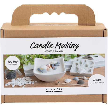 Creativ company cc mini hobbyset kaarsen maken schelpen grijs off-white