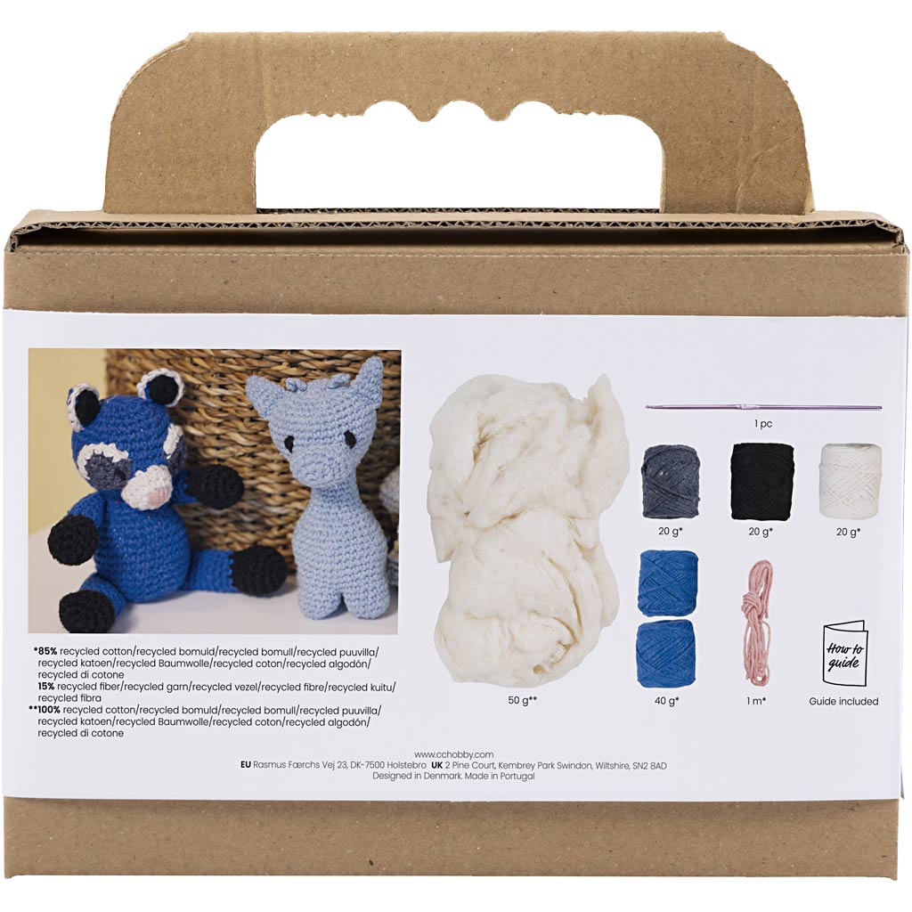 Creativ company http: www.cchobby.nl hobbyset-amigurumi-wasbeer-zwart-blauw-1-doos
