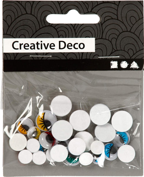 Creativ company cc gekleurde wiebelogen wimpers d: 8-12mm 30 stuks