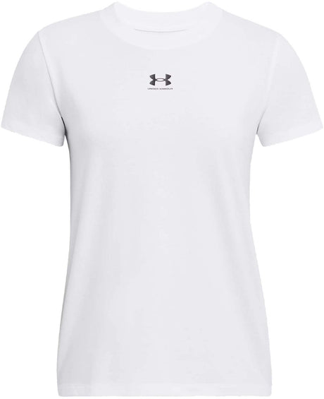 Under armour ua rival core ss-wht dames sportshirt - wit - zwart