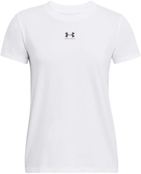 Under armour ua rival core ss-wht dames sportshirt - wit - zwart